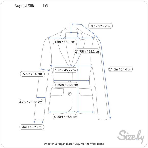 August Silk Gray Merino Wool Blend Sweater Cardigan Blazer Large - Picture 7 of 7